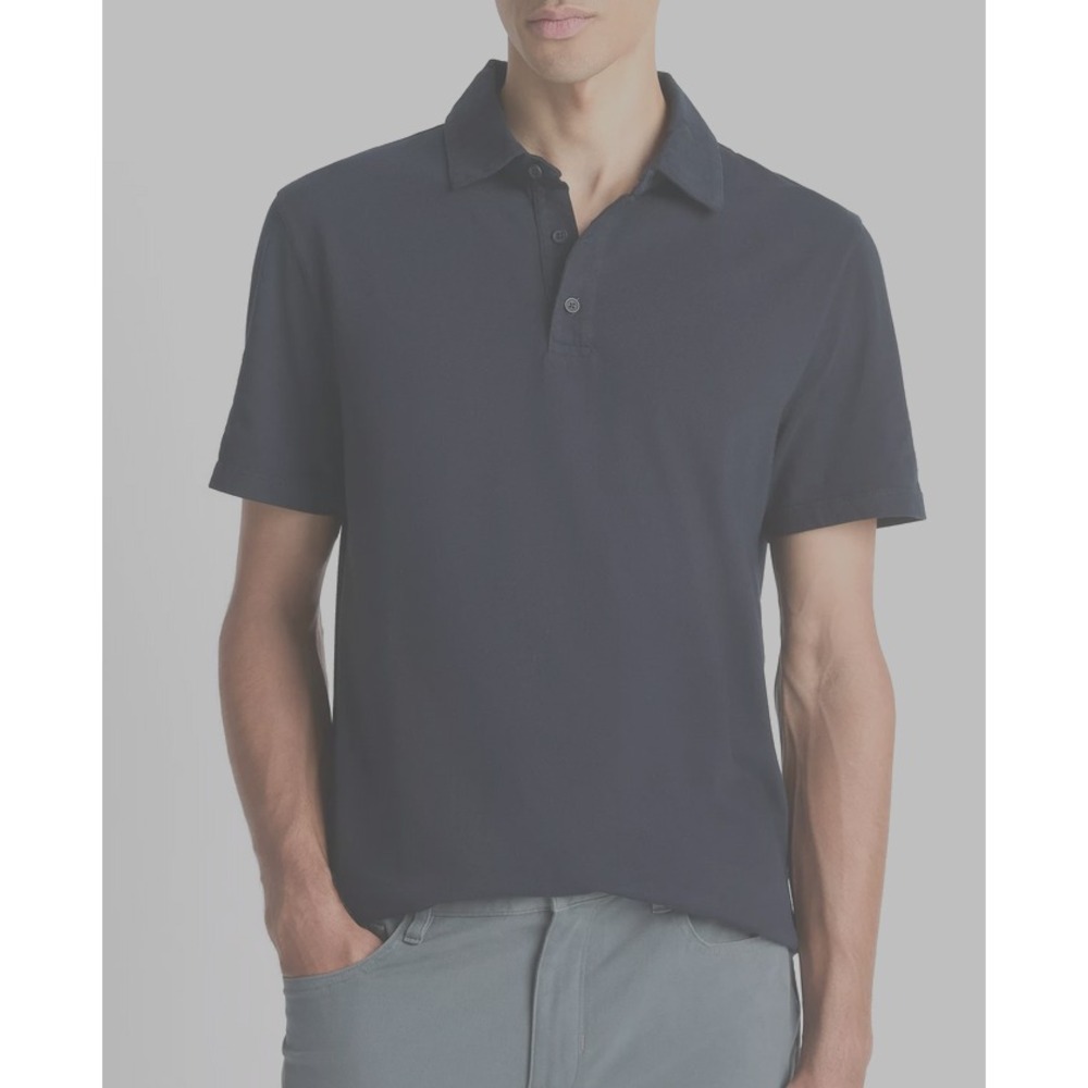Vince Mens Polo Shirt Navy Blue Cotton Short Sleeve MS1299445 Size S New